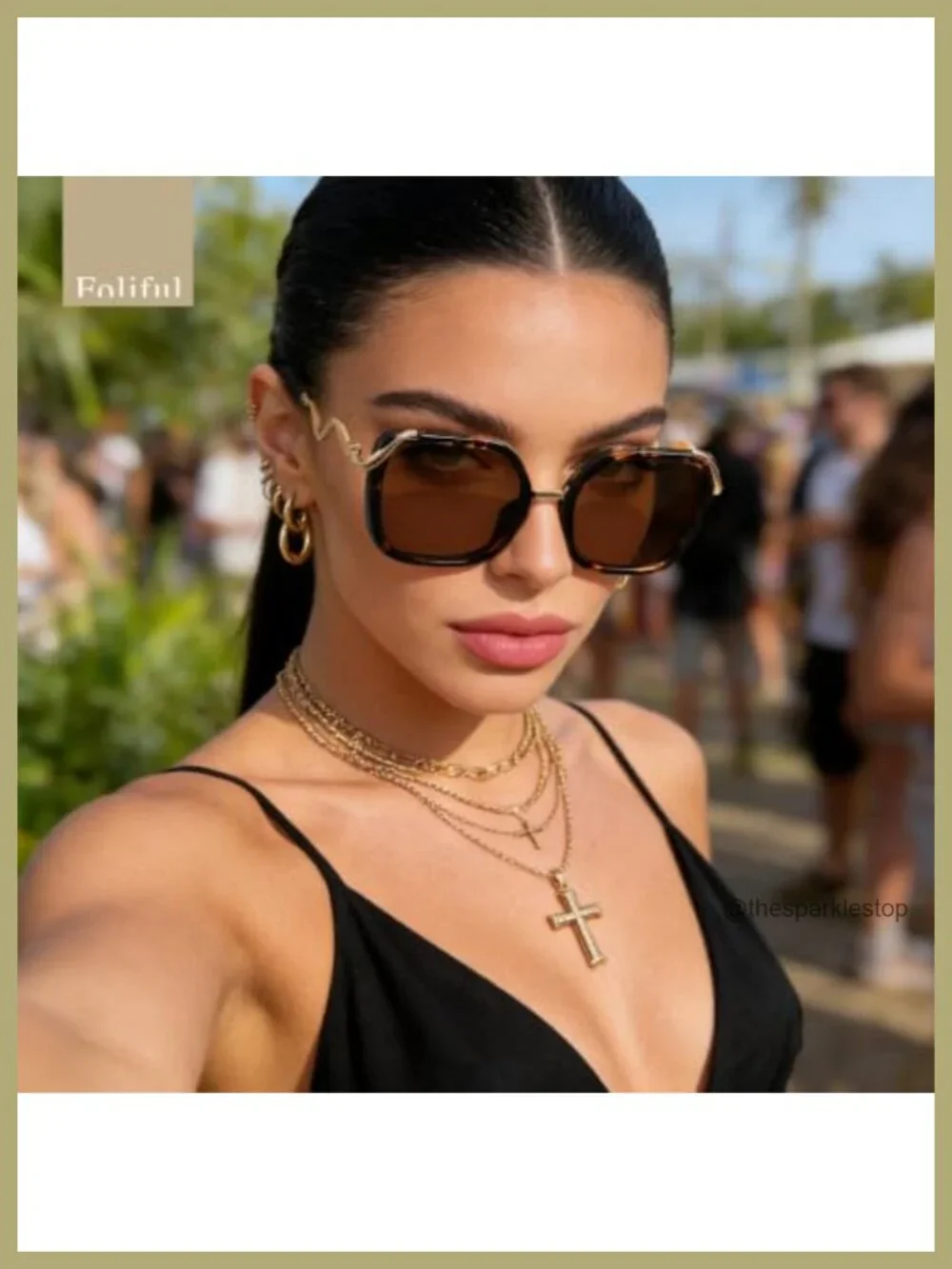 Polarized Oversized Square Sunglasses Women UV Protection Vintage Style
